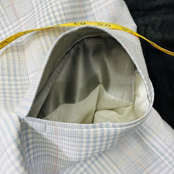 Jaymar Ruby Sport Coat Vintage Plaid White Blue 40 42 Preppy Academia 1980s Y2K - Picture 14 of 16